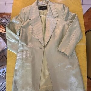 y2k the nanny esque long mint glitter vintage coat